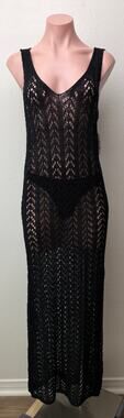 NWT Ten Design Black Womens S/M Crochet Maxi Dress